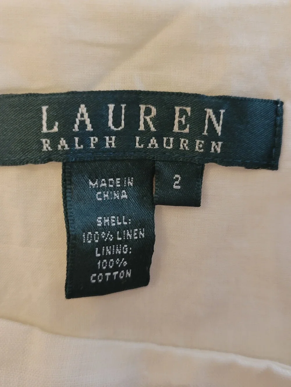 Lauren by Ralph Lauren Cream & Black Linen Full Skirt Size 2